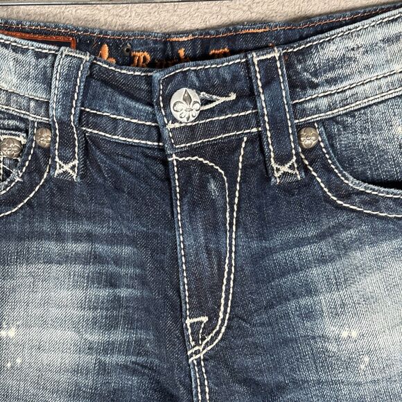 Rock Revival Emilie Boyfriend Jeans Women’s Size 27 Embellished Whiskers Fade - Picture 7 of 14